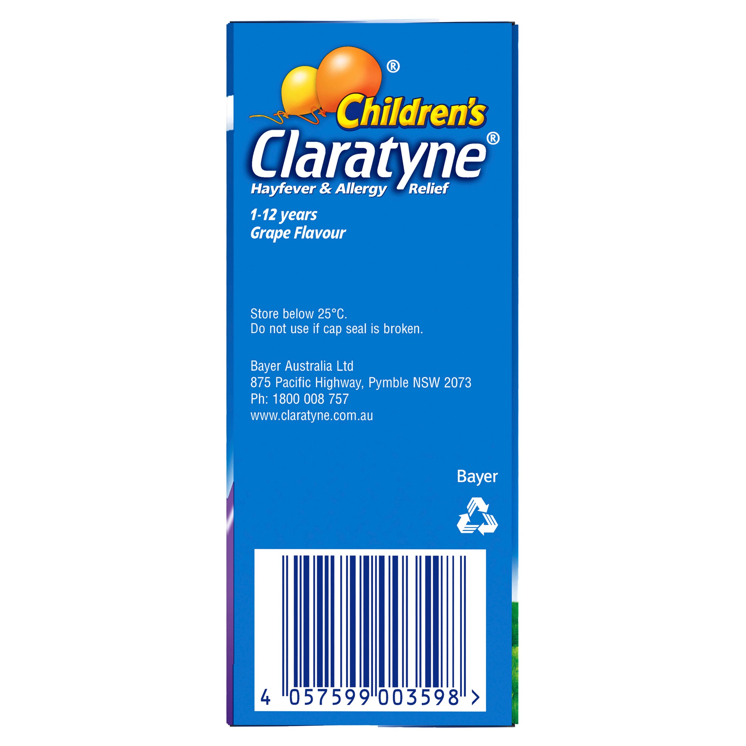 Claratyne Children's Hayfever & Allergy Relief Syrup 1-12 Years Grape Flavoured 60ml - Image 2
