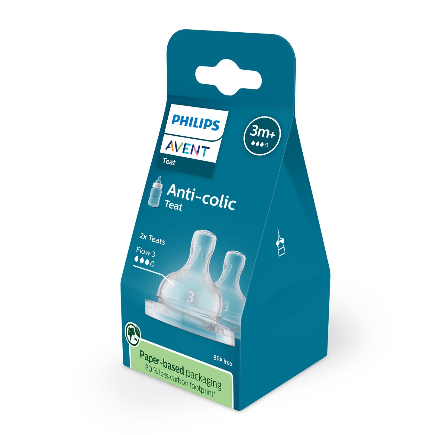 Avent Anti-Colic Silicone Teat Medium Flow 3M+ BPA Free 2 pack - Image 2