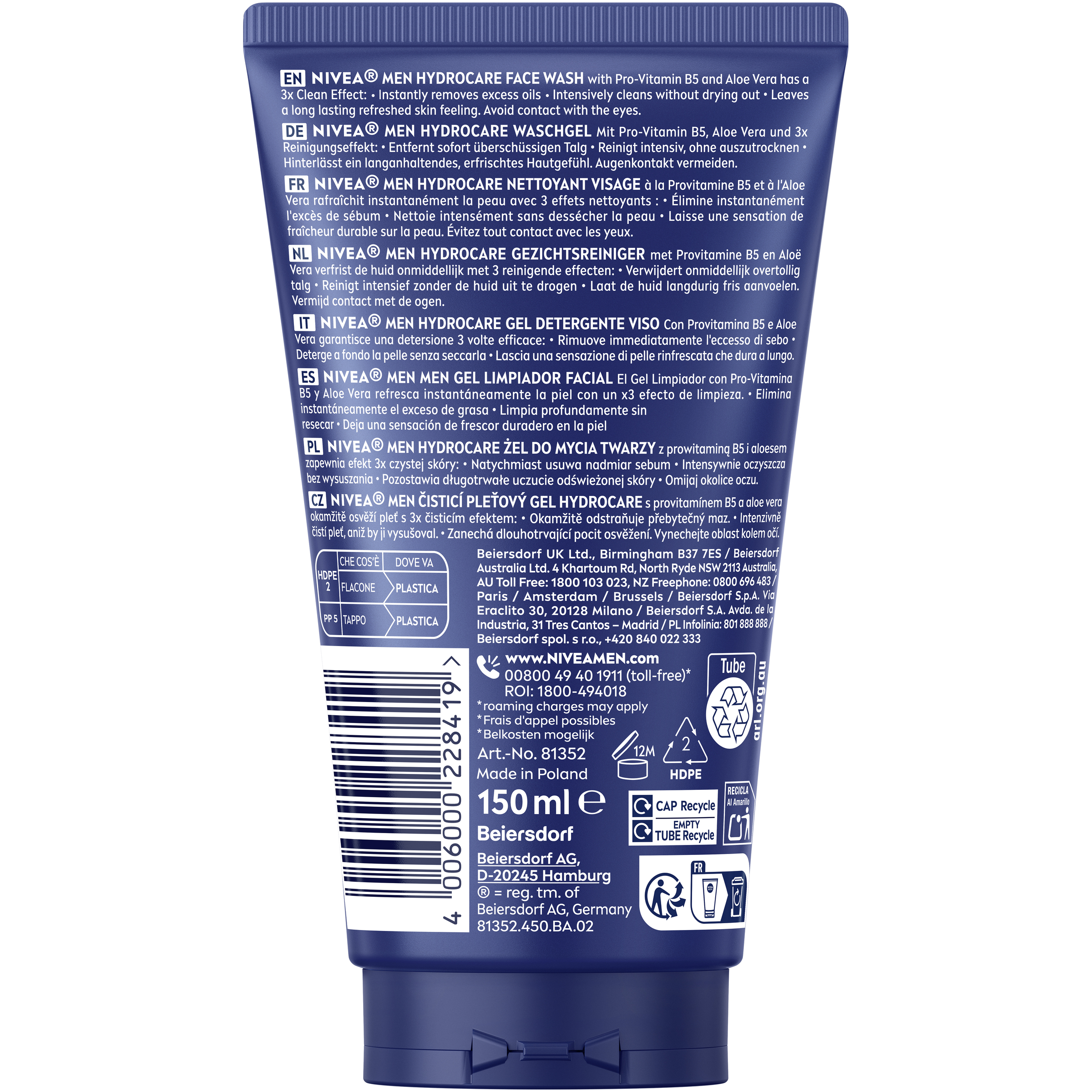 Nivea Men Hydrocare XXL Face Wash 150ml - Image 2
