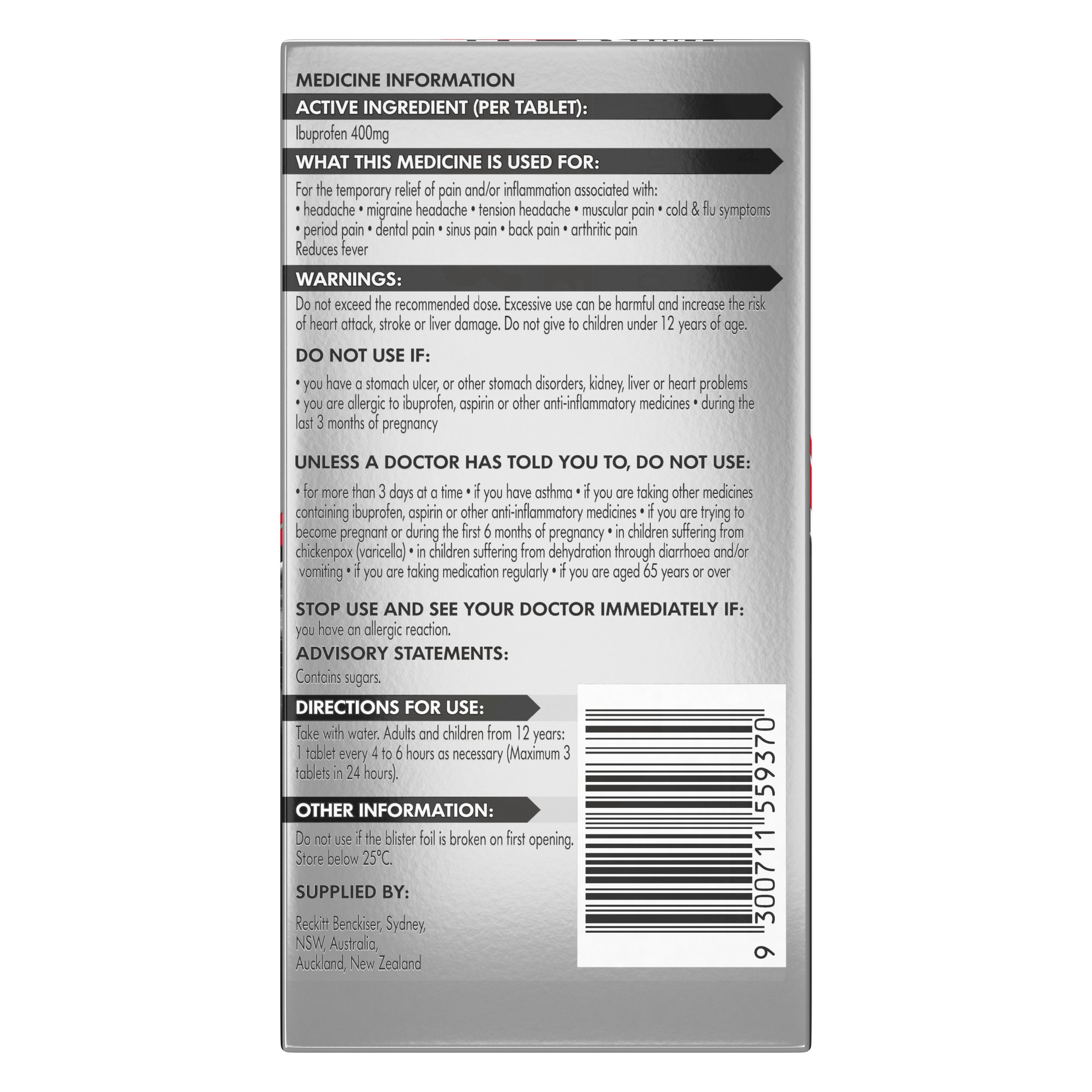 Nurofen Double Strength 400mg - 24 tablets - Image 2
