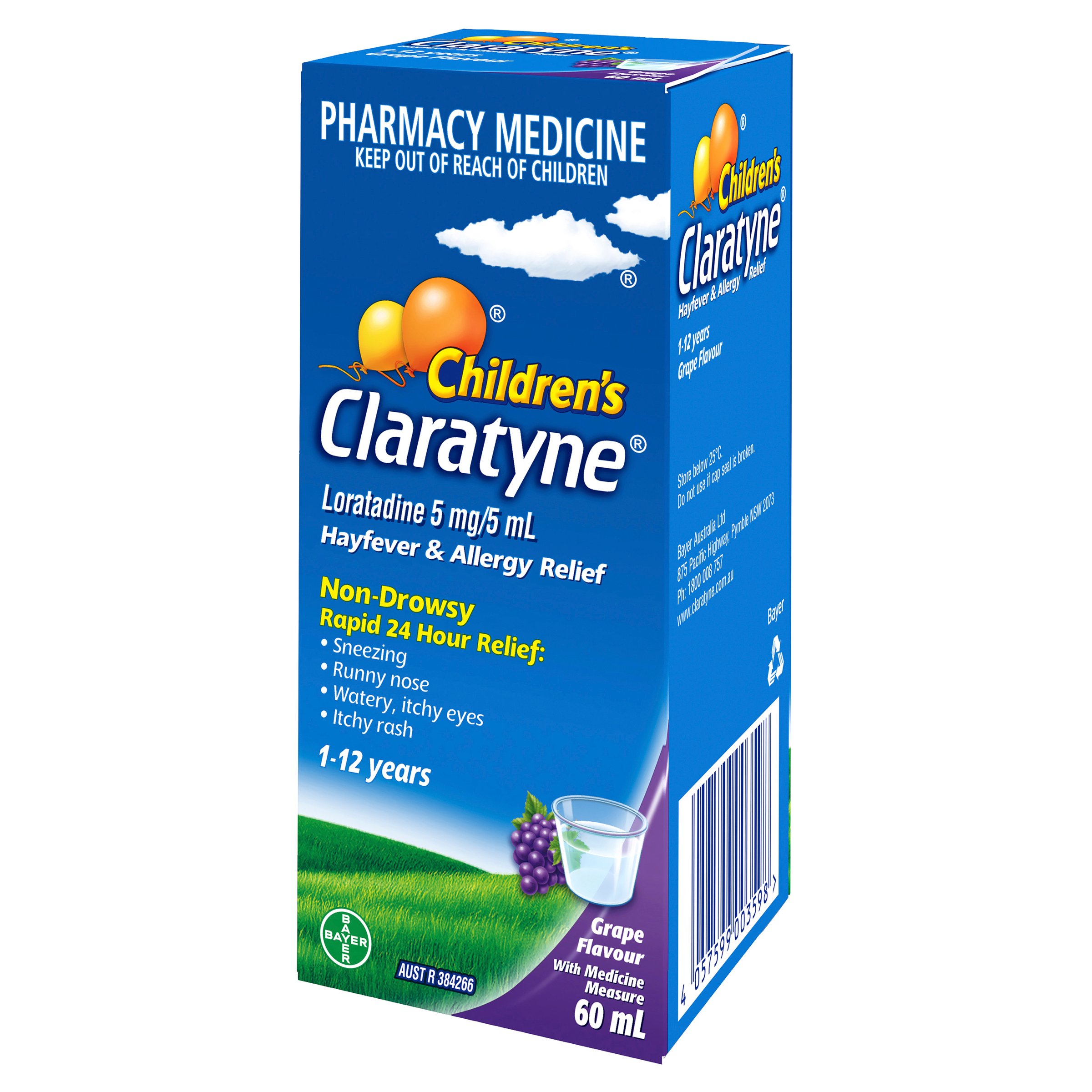 Claratyne Children's Hayfever & Allergy Relief Syrup 1-12 Years Grape Flavoured 60ml - Image 5