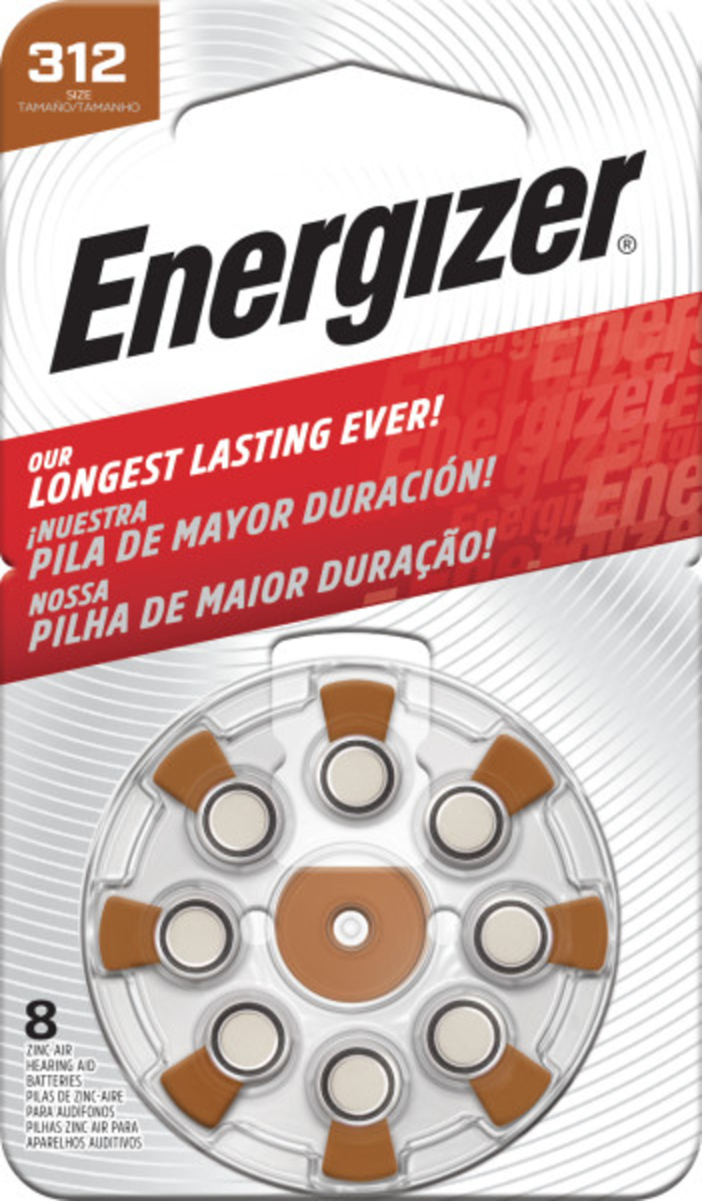 Energizer Battery Hearing Aid Twist & Lock AZ312 - 8 pack