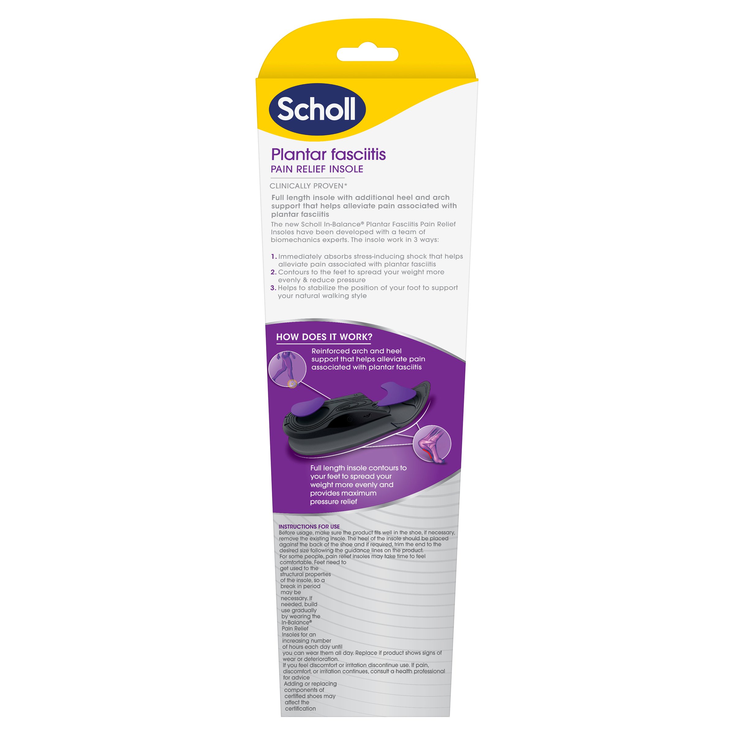 Scholl In Balance Pain Relief Plantar Fasciitis Orthotics Large 1 pair - Image 2