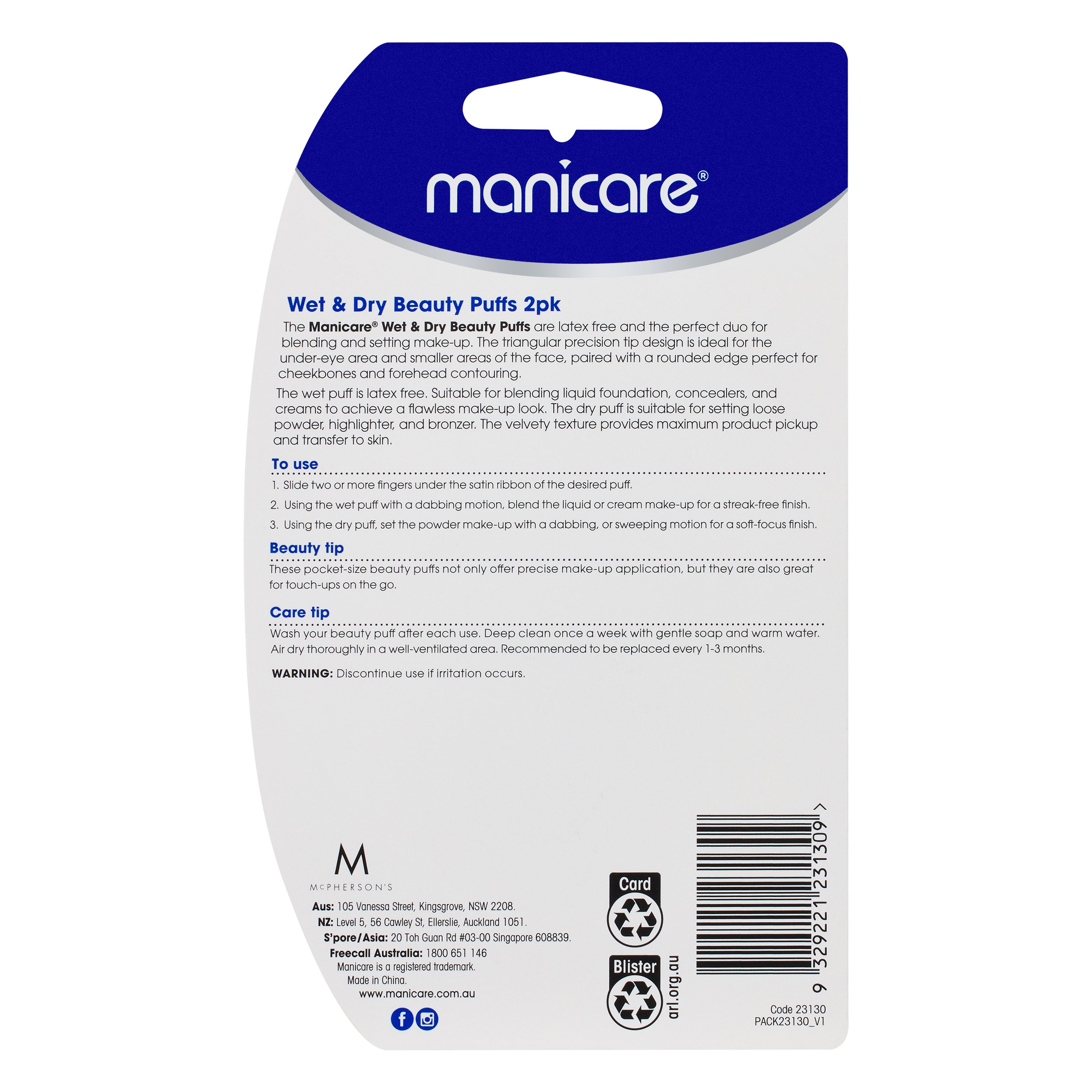 Manicare Wet & Dry Beauty Puffs 2 pack - Image 2