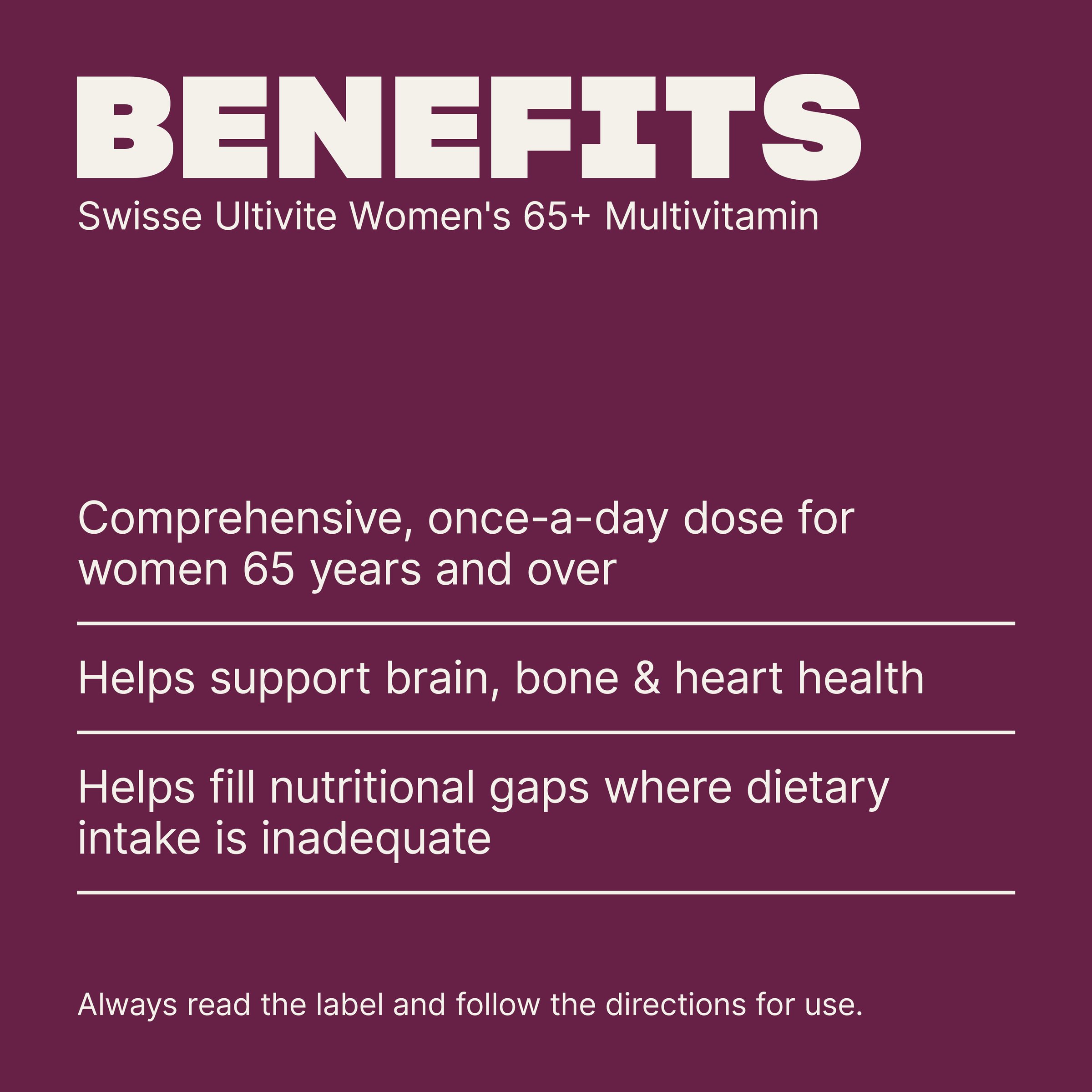 Swisse Ultivite Women's 65 + Multivitamin 60 tablets - Image 4
