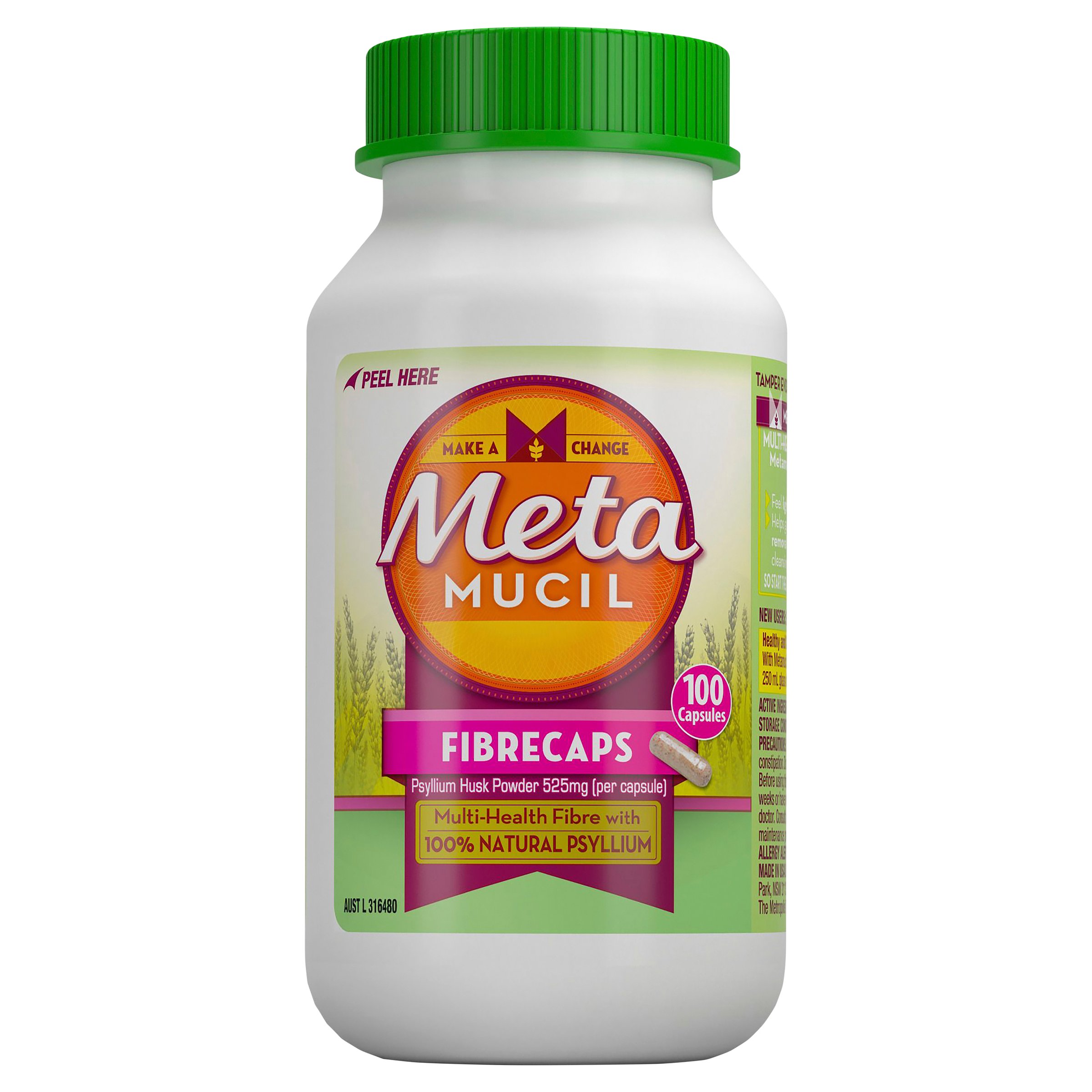Metamucil Fibre Supplement 100 capsules - Image 1