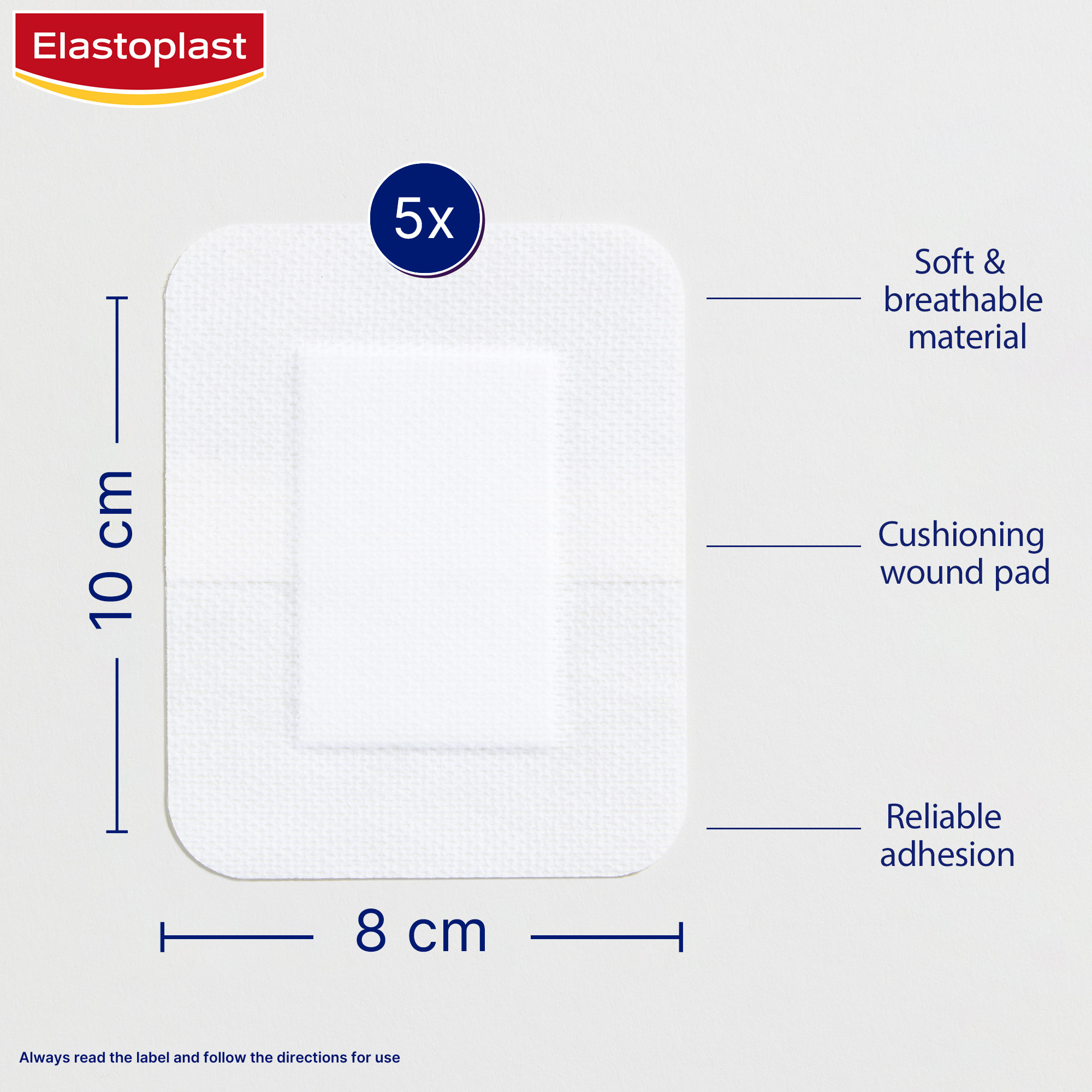 Elastoplast Sensitive XXL Dressing 8 x 10cm - 5 pack - Image 6