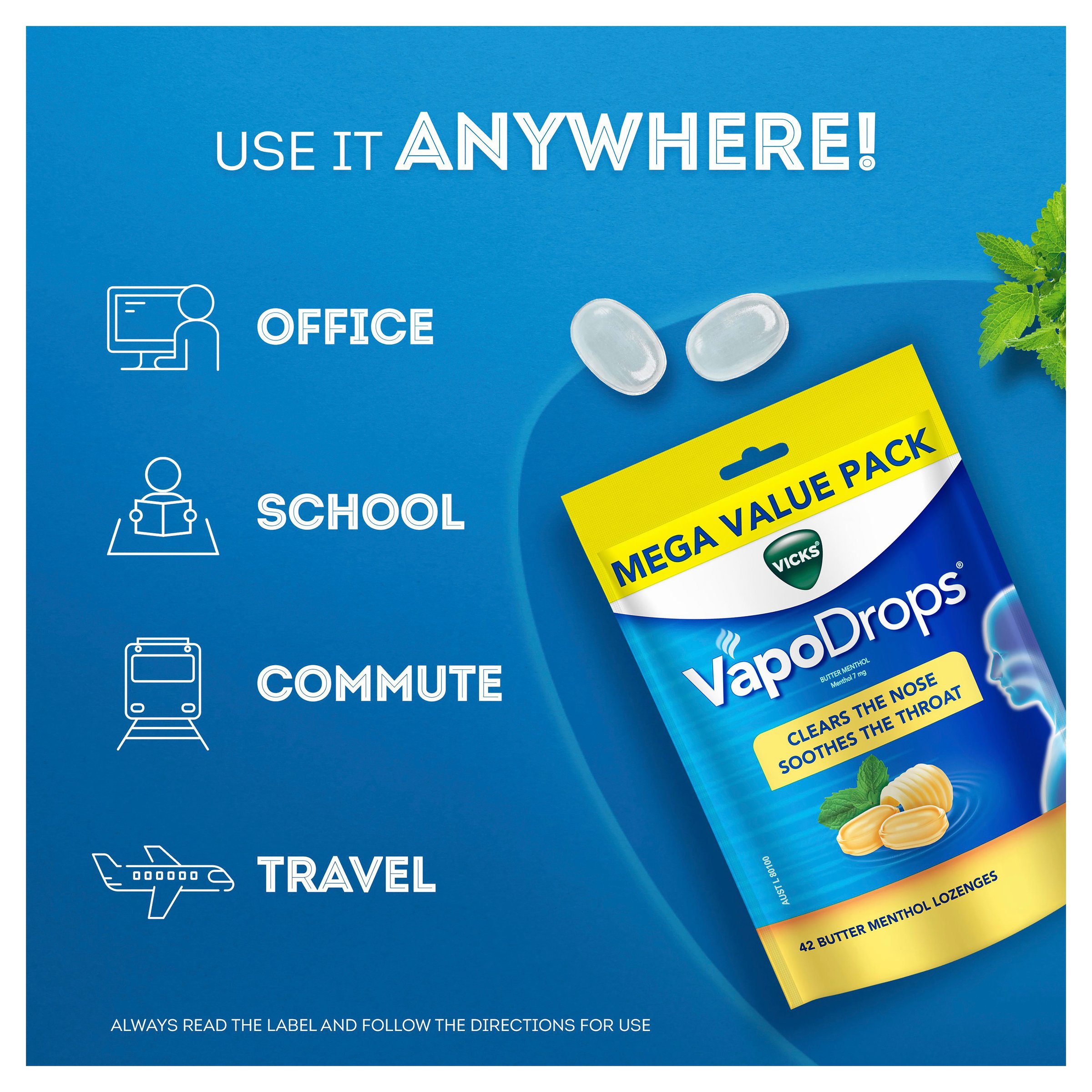 Vicks Vapodrops Butter Menthol 42 lozenges - Image 7