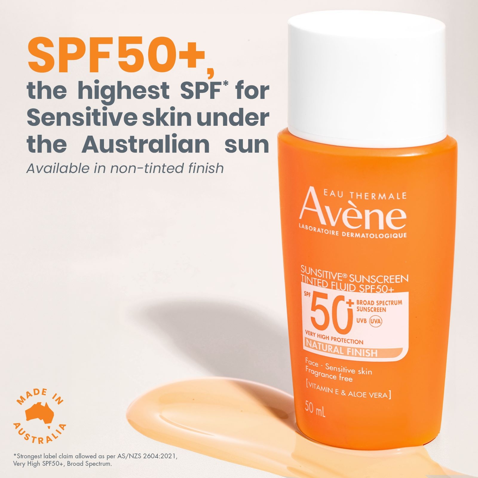 Avene Sunsitive Sunscreen Tinted Fluid SPF 50+ 50ml - Image 5