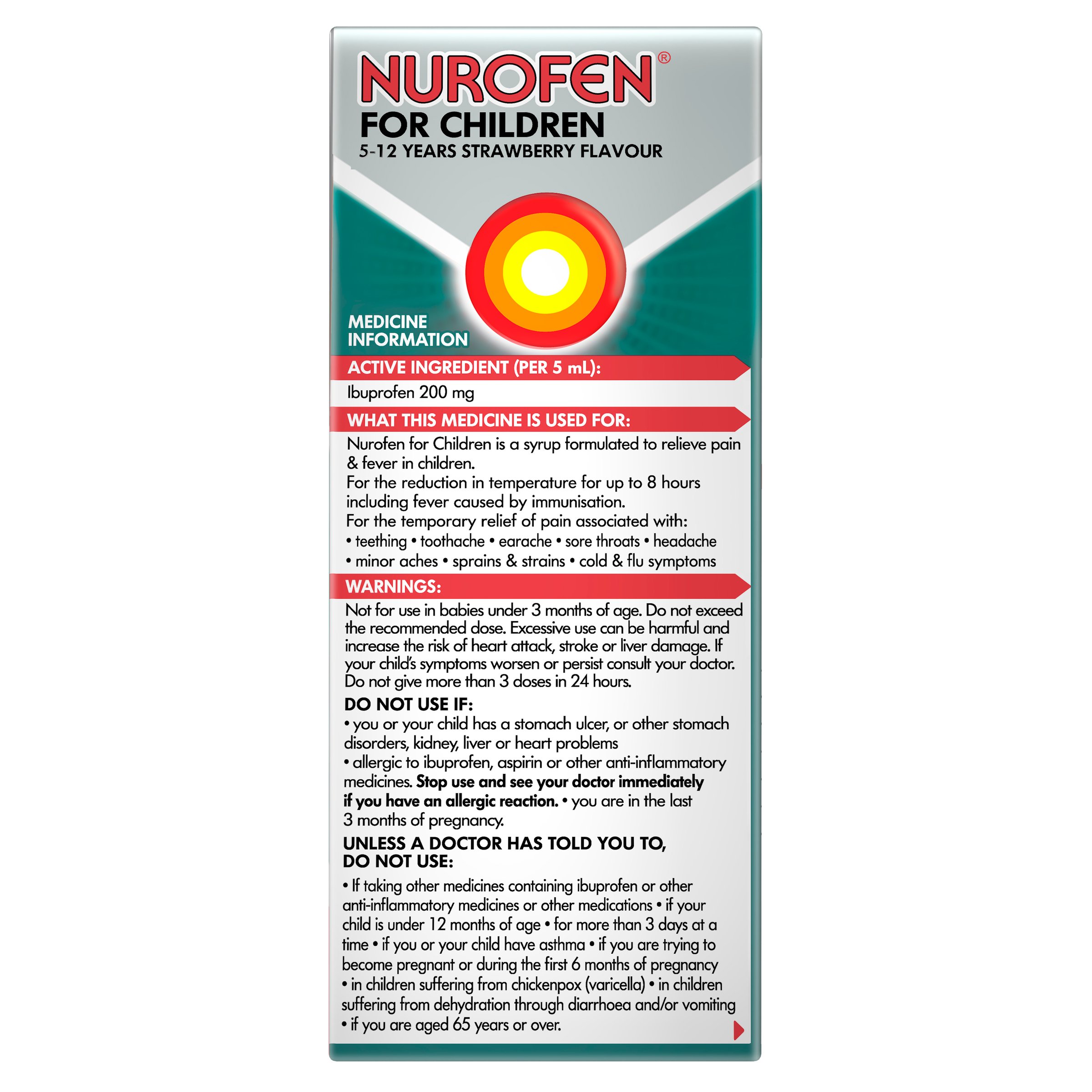 Nurofen For Children 5-12 Years Strawberry 100ml - Image 2