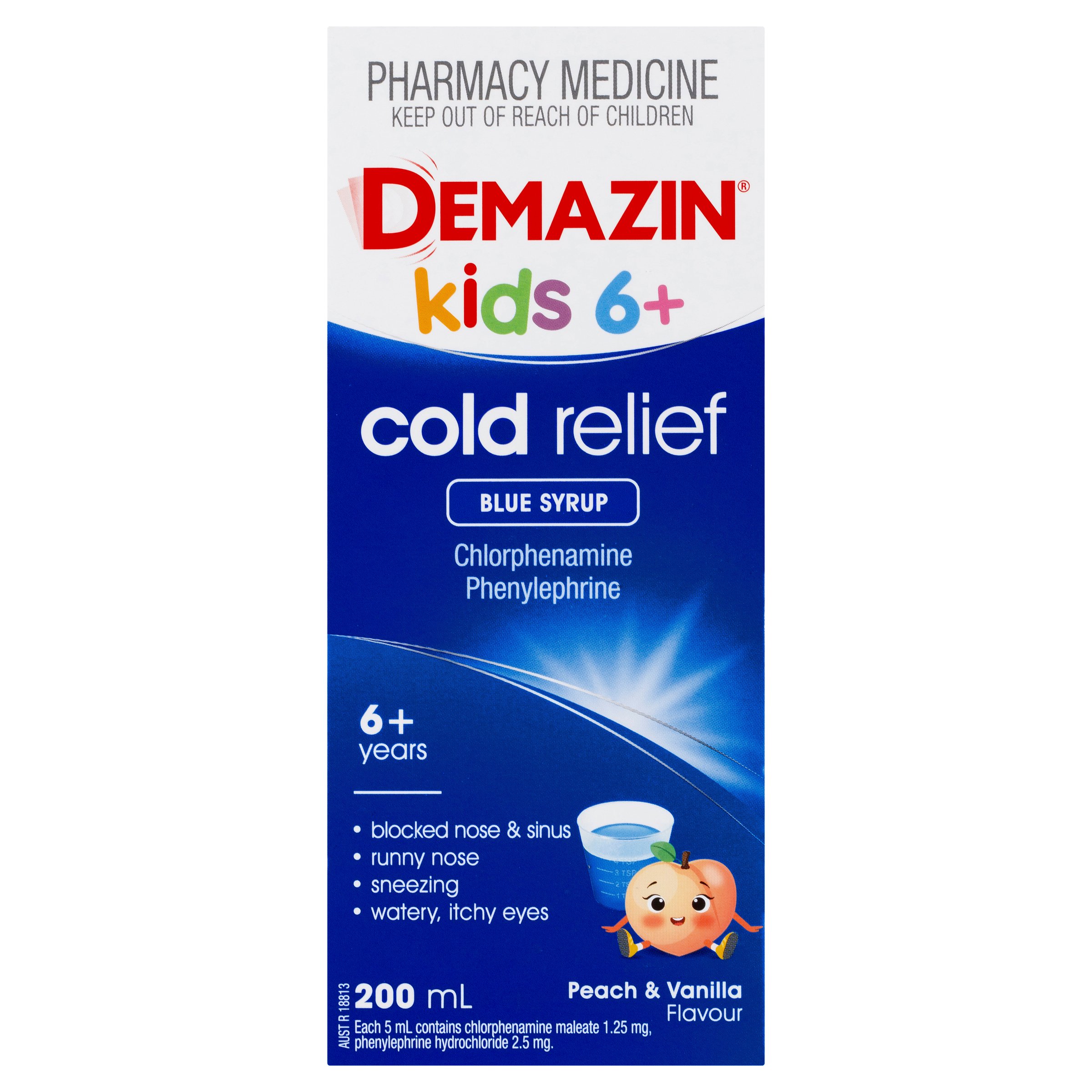 Demazin Cold Relief Blue Syrup 6 Years - Adult 200ml - Image 1