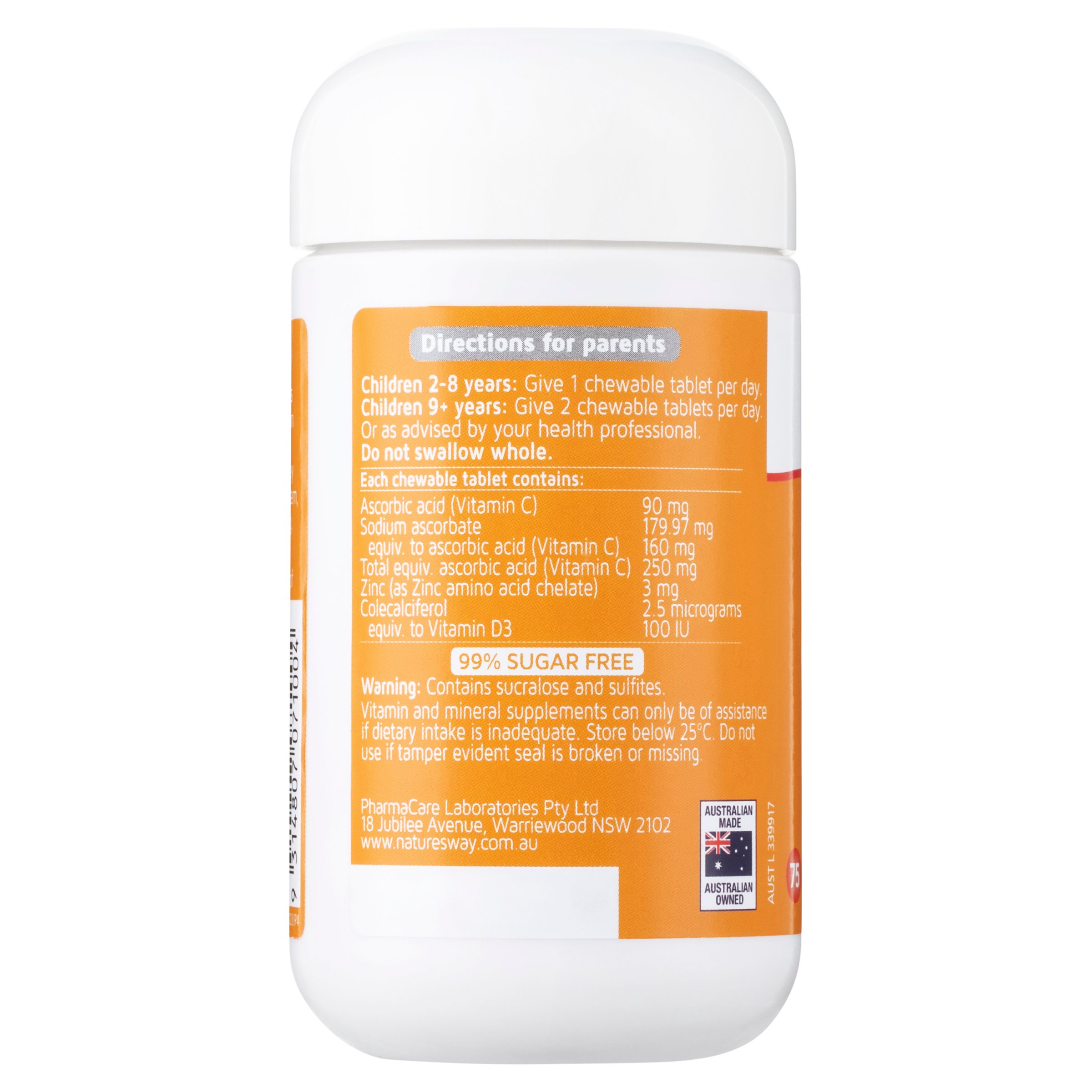 Nature's Way Kids Smart Vitamin C + Zinc + D3 - 75 chewable tablets - Image 3