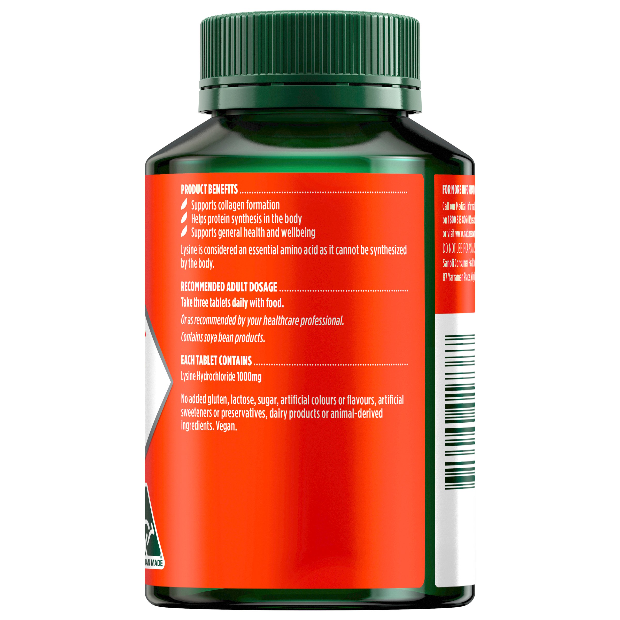 Nature's Own Lysine 1000mg - 100 tablets - Image 2