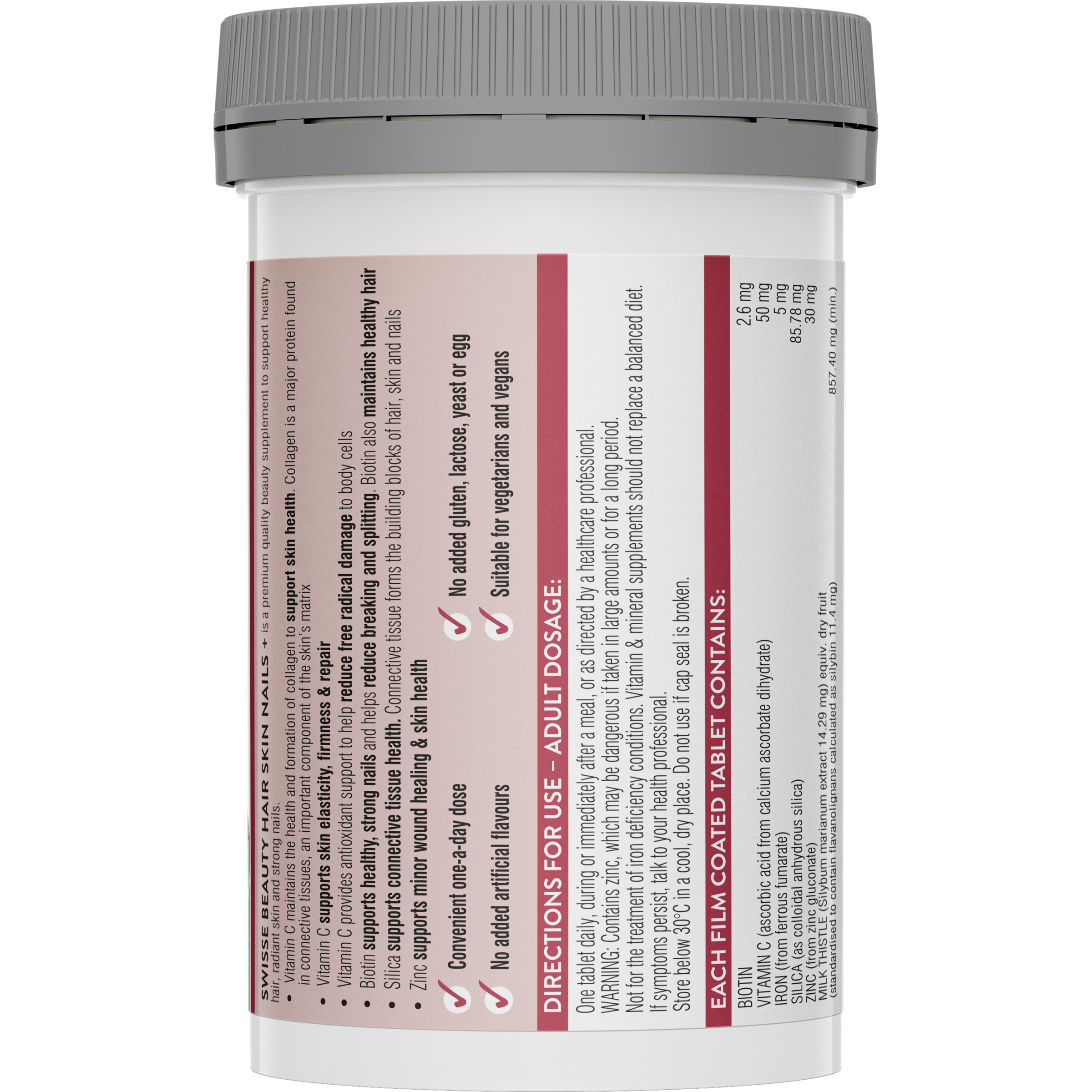 Swisse Beauty Hair Skin Nails+ 100 tablets - Image 2