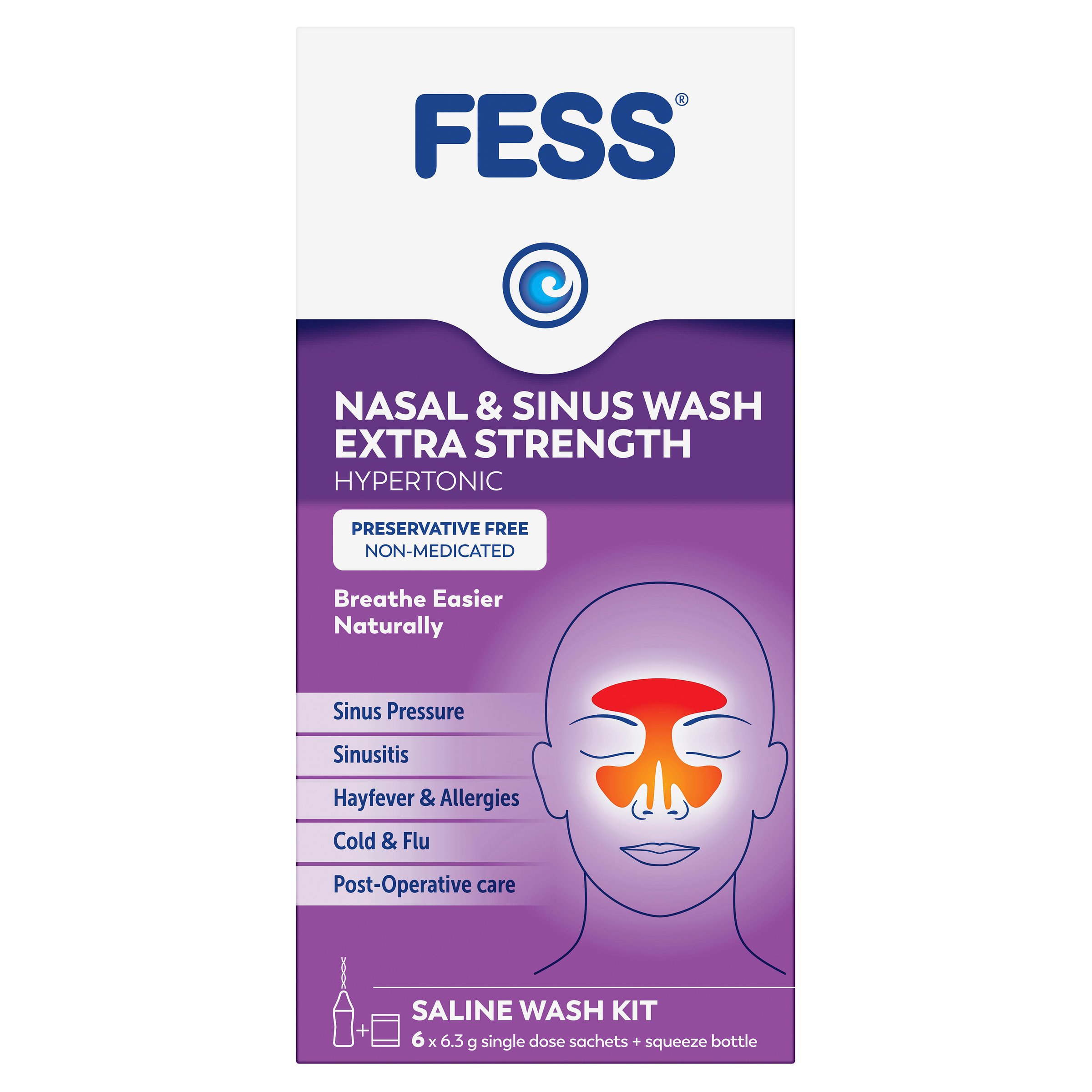 Fess Nasal & Sinus Wash Kit With 6 Extra Strength Refill Sachets 1 kit - Image 12