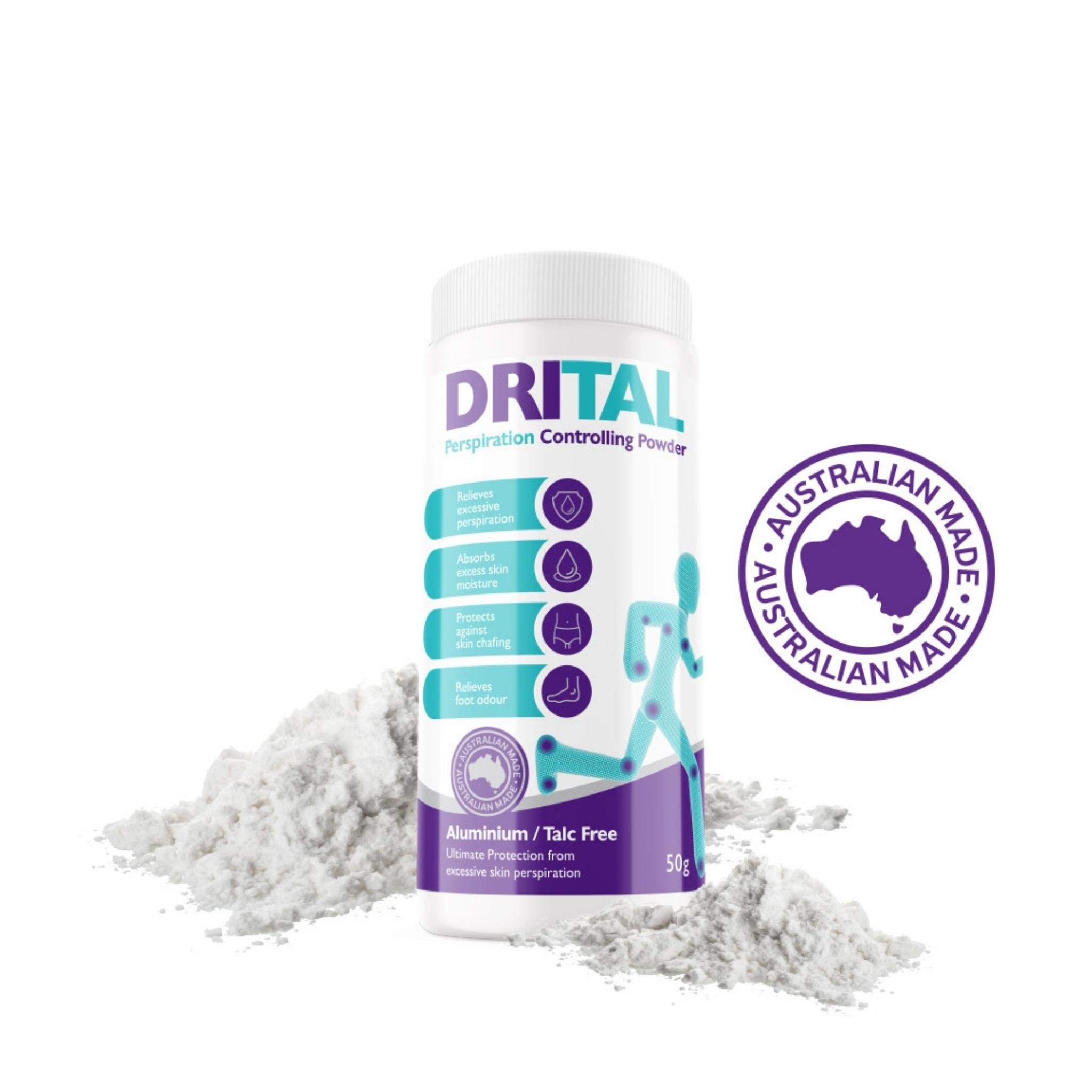 DriTal Perspiration Controlling Powder Aluminium/Talc Free 50g - Image 1