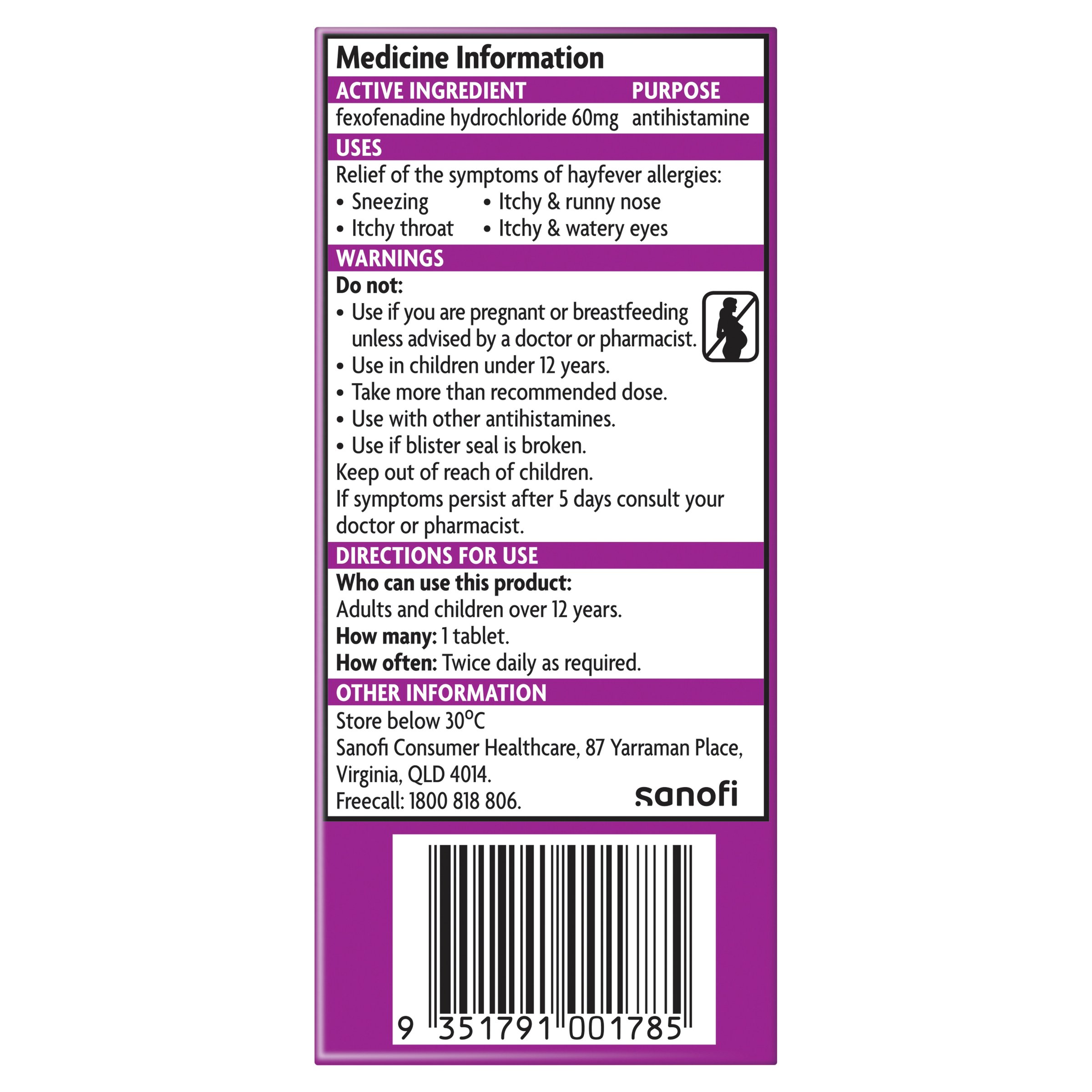 Telfast 60mg - 20 tablets - Image 2