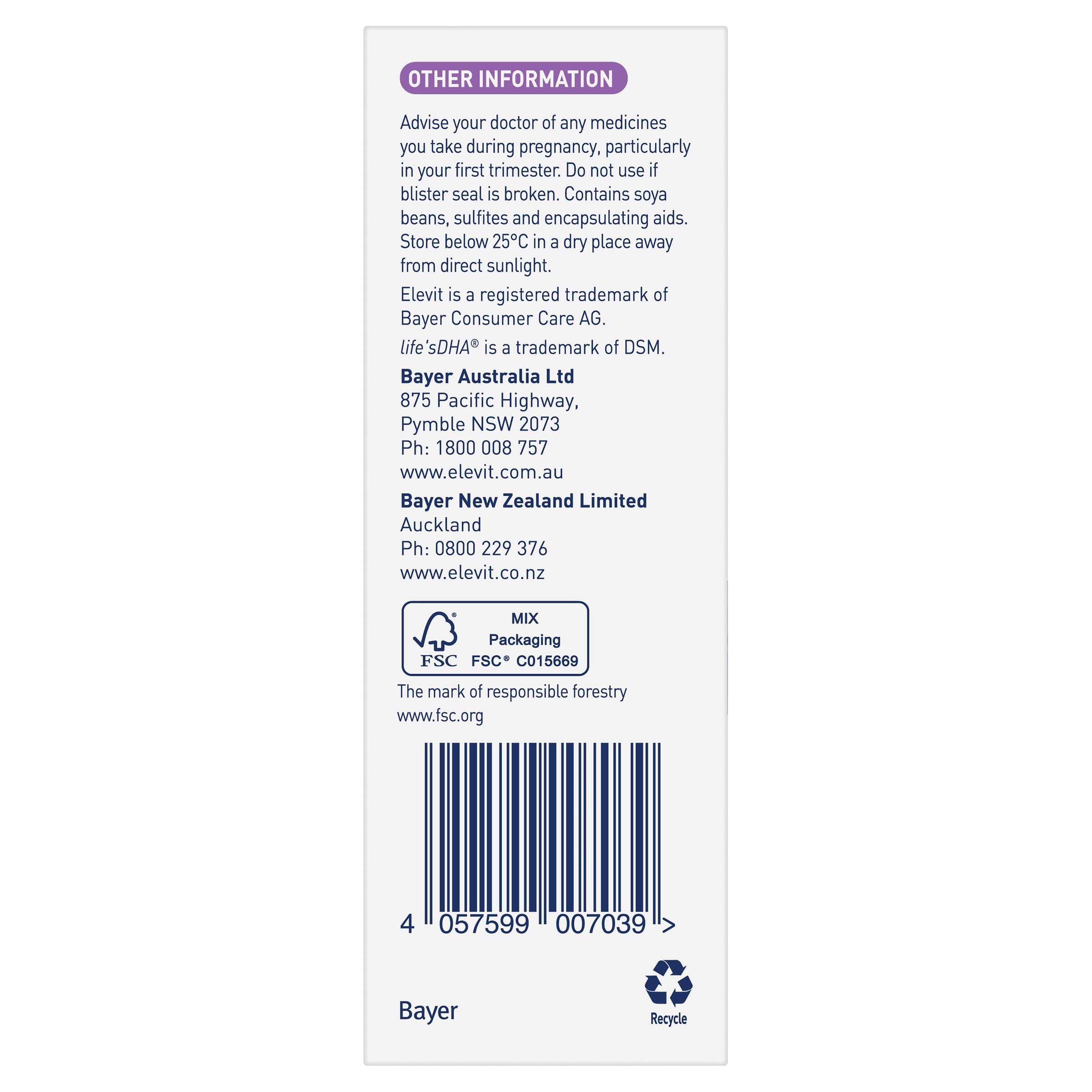 Elevit DHA & Choline For Pregnancy 60 capsules - Image 2