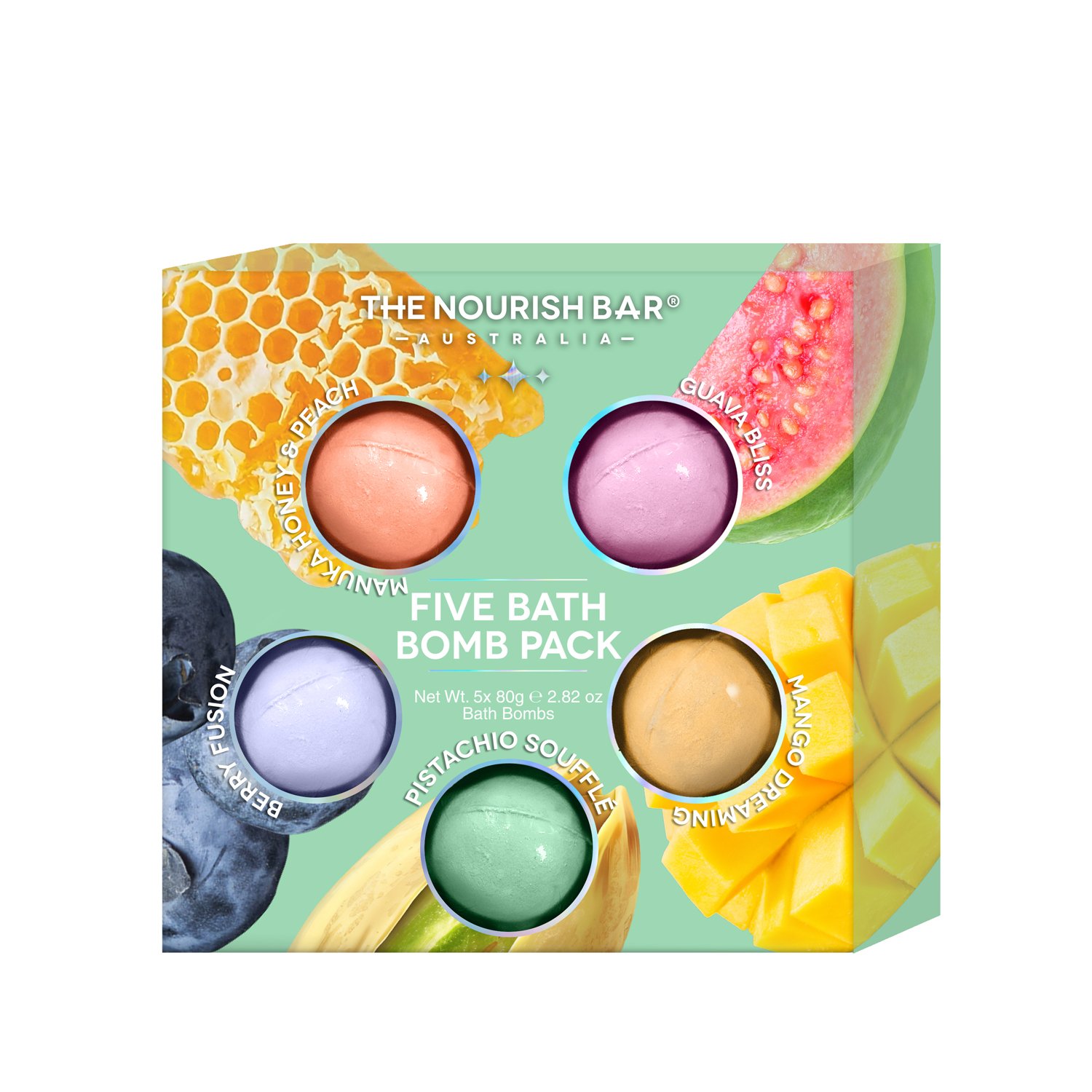 The Nourish Bar Bath Bomb Pack 5 piece