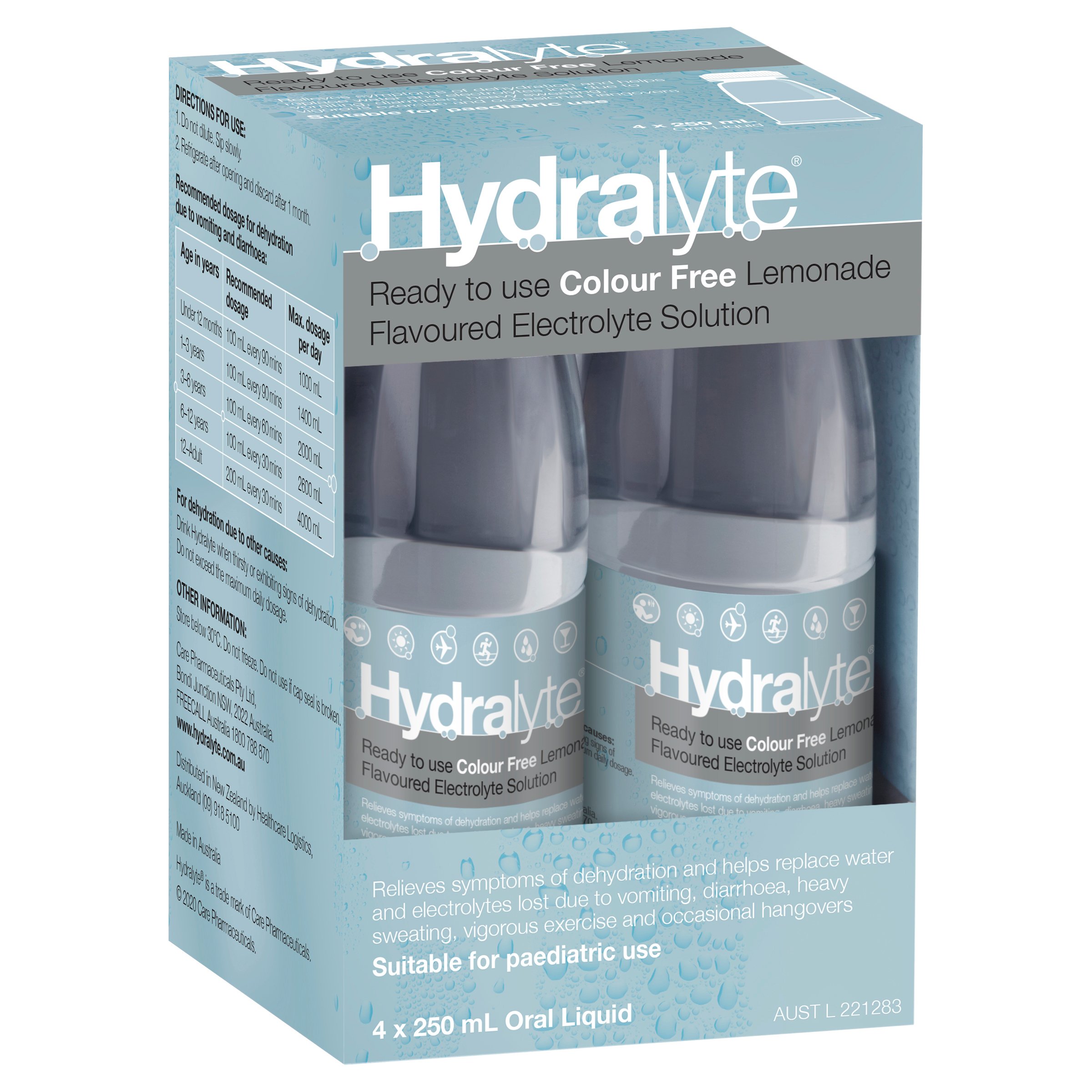 Hydralyte Colour Free Lemonade Flavoured Solution 250ml - 4 pack - Image 9